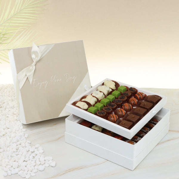 Enjoy your day minimalist designed 2-layer premium chocolate hard box