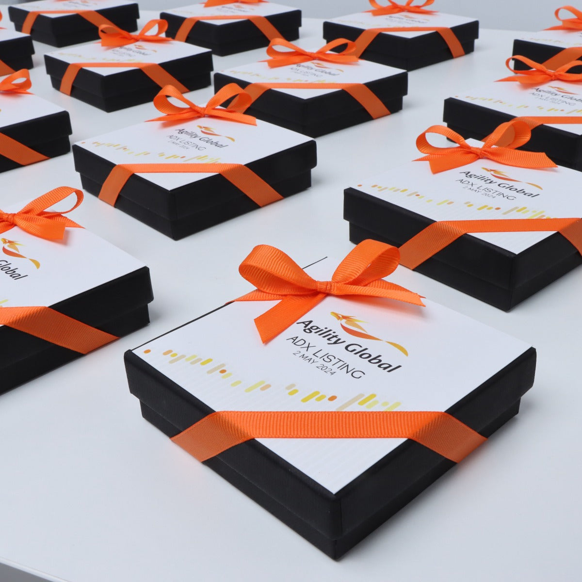 Set of 15 Corporate branded premium chocolate 4 - piece black hard box