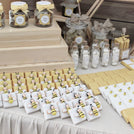 Luxury rustic honey bee theme decorated chocolate & giveaway dessert table