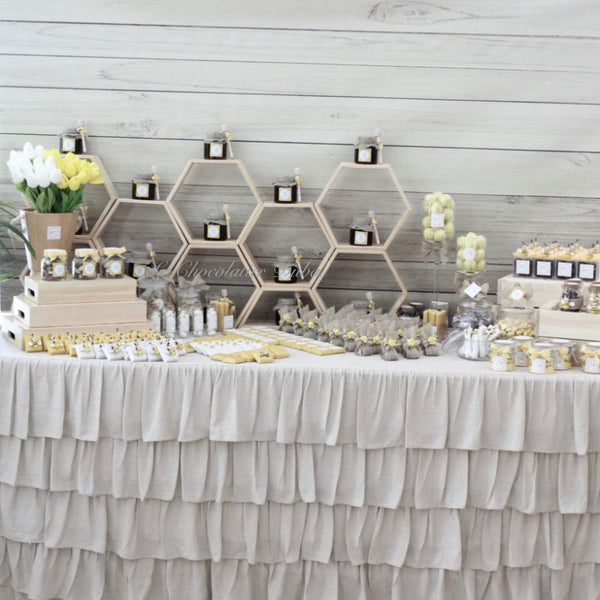Luxury rustic honey bee theme decorated chocolate & giveaway dessert table