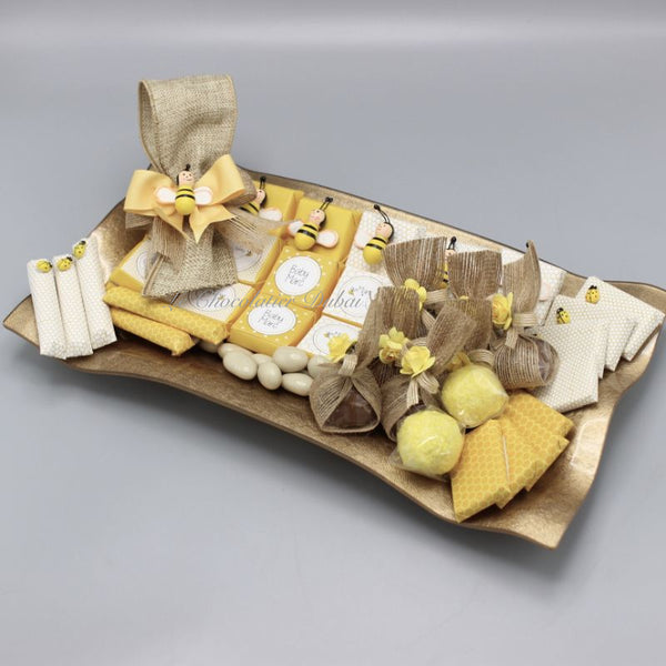 Luxury rustic honey bee theme decorated chocolate & giveaway dessert table