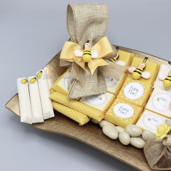 Luxury rustic honey bee theme decorated chocolate & giveaway dessert table