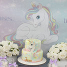 Baby unicorn theme dessert table