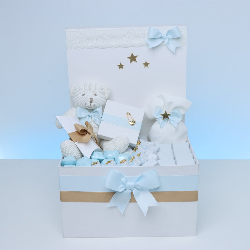 Baby boy teddy & stars decorated chocolate extra large hamper