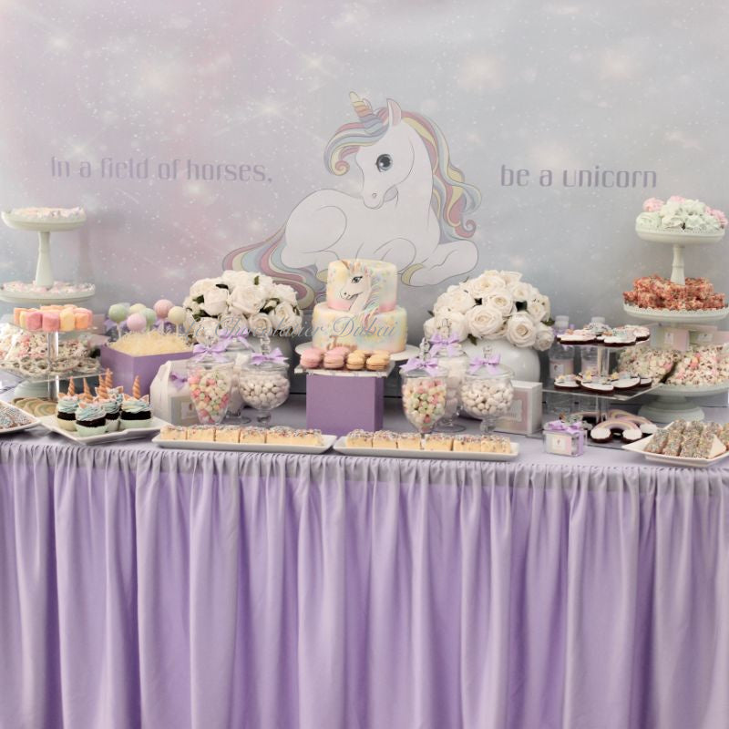 Baby unicorn theme dessert table