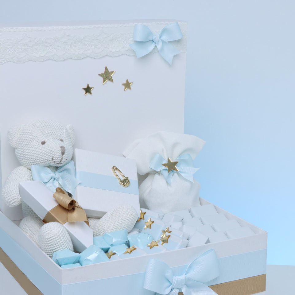 Baby boy teddy & stars decorated chocolate extra large hamper