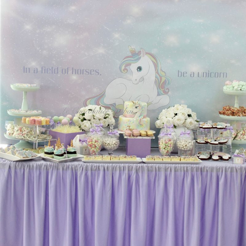 Baby unicorn theme dessert table