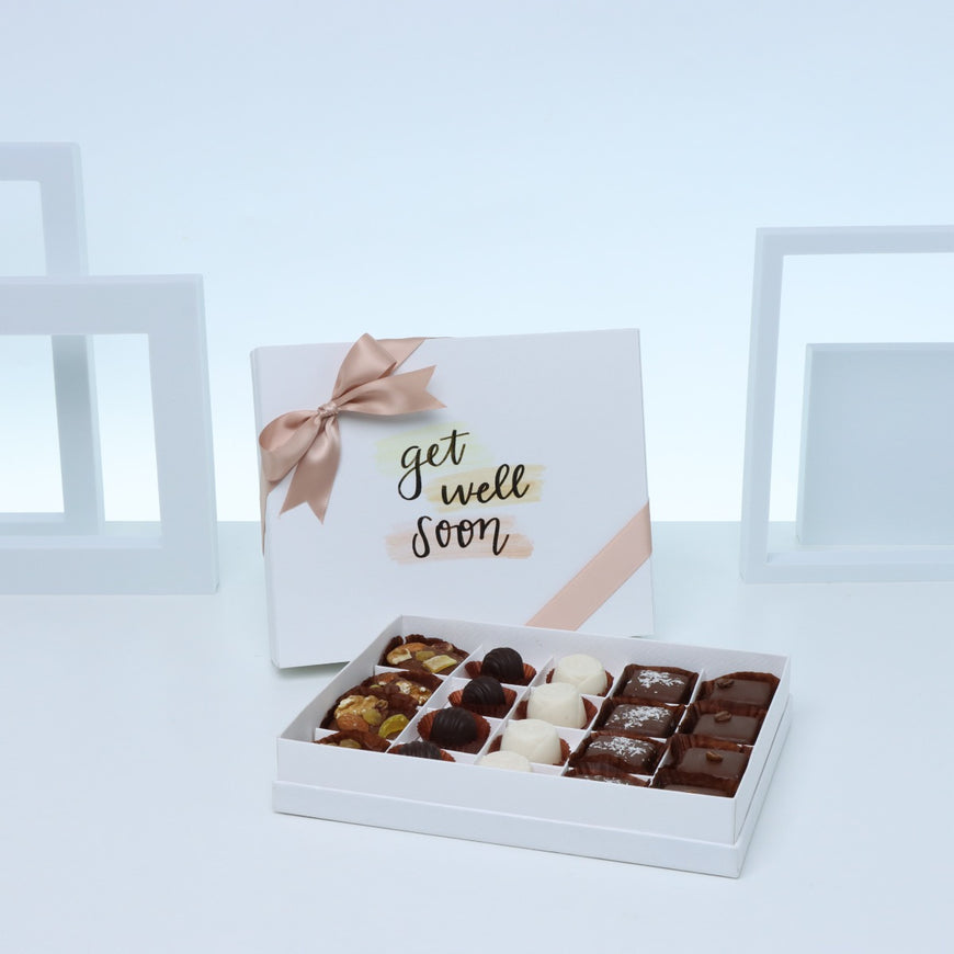 Get well soon stain designed 20-piece chocolate hard box