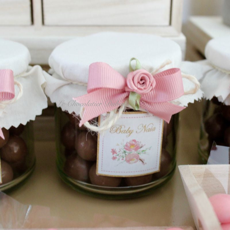 Baby girl decorated chocolate ball glass jar