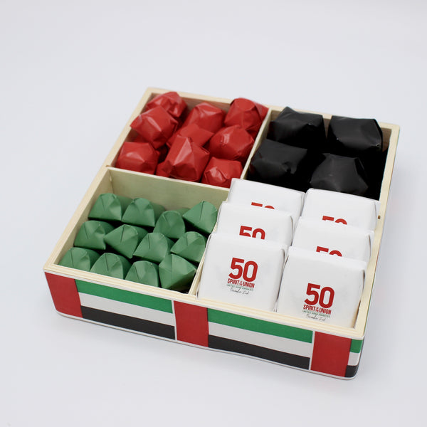 National day designed premium chocolate sectioned wood tray