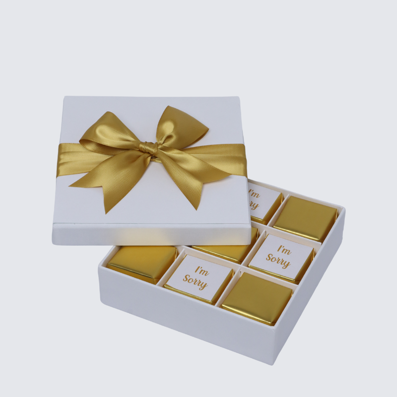 "I'm sorry" gold designed 9-piece chocolate hard box