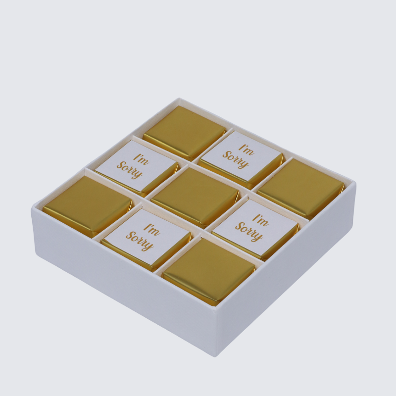 "I'm sorry" gold designed 9-piece chocolate hard box