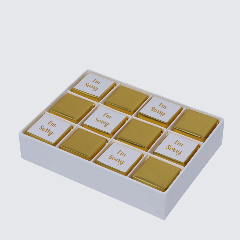 "I'm sorry" gold designed 12-piece chocolate hard box