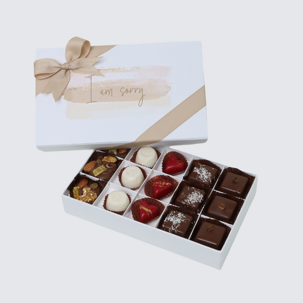 I'm sorry stain designed 15-piece chocolate hard box