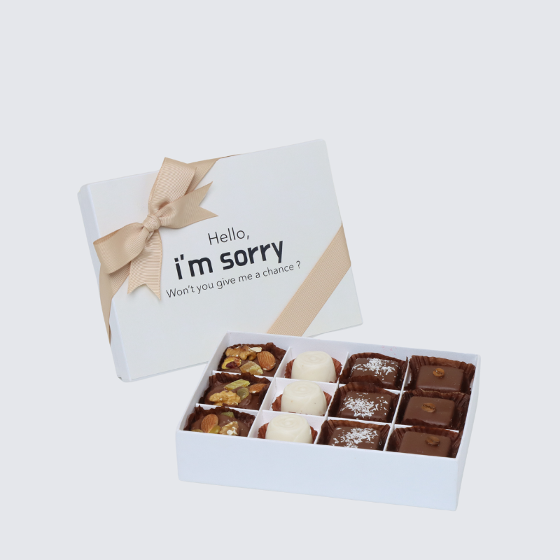 "Hello, i'm sorry" designed 12-piece chocolate hard box