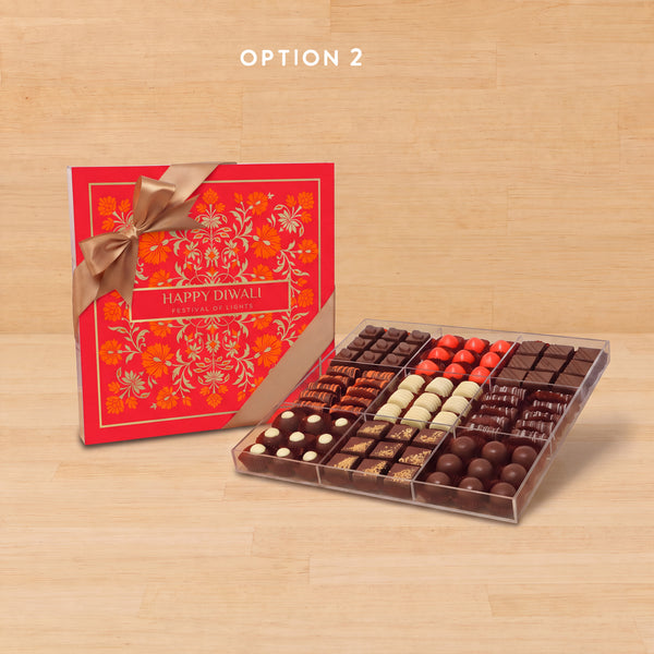 Happy Diwali festival of lights festive design premium chocolate gift acrylic box