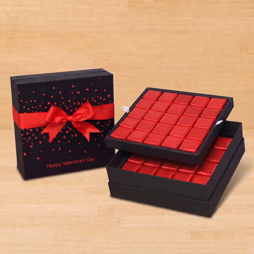 Happy Valentine's Day tiny hearts designed 2-layer premium chocolate gift box