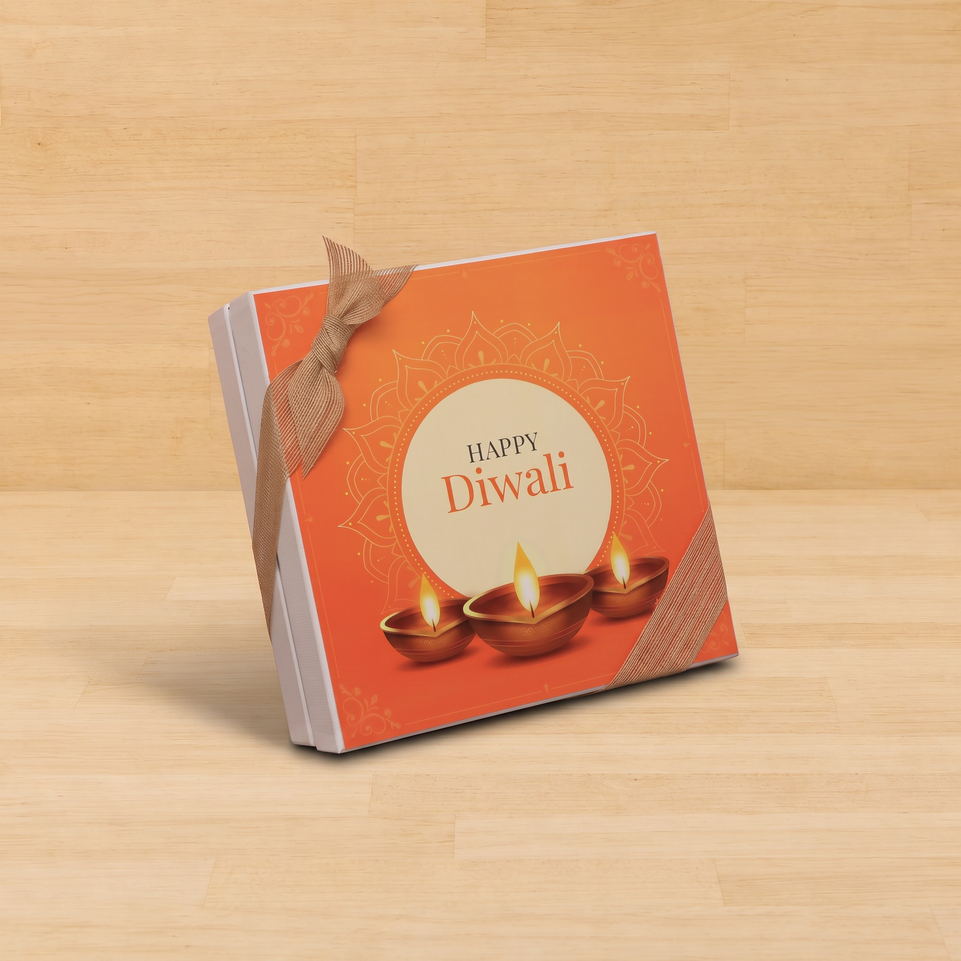 Happy Diwali golden candle designed premium chocolate hard box