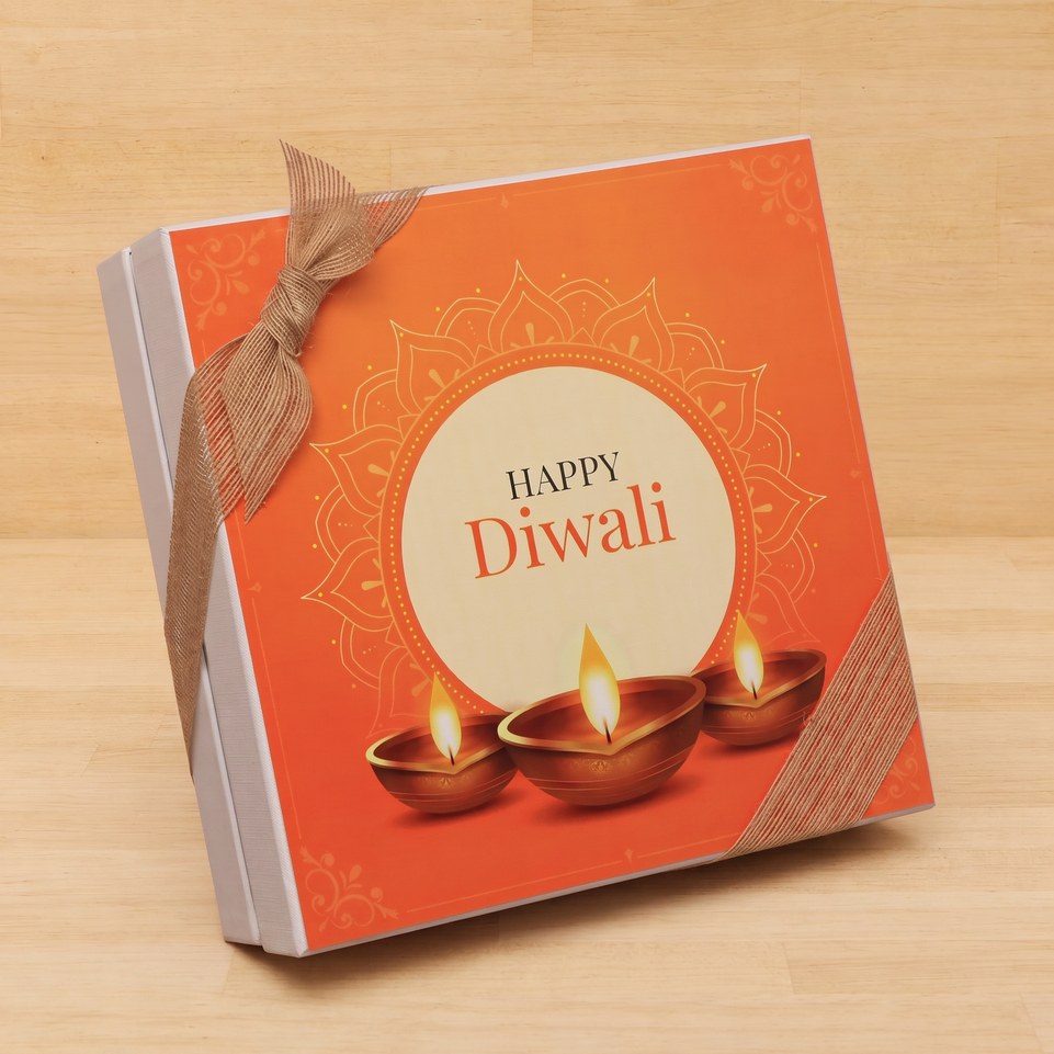 Happy Diwali golden candle designed premium chocolate 2-layer hard box