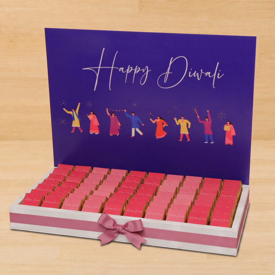 Happy diwali festive designed premium chocolate medium leather tray