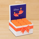 Happy diwali holding hand blue designed premium chocolate small hamper
