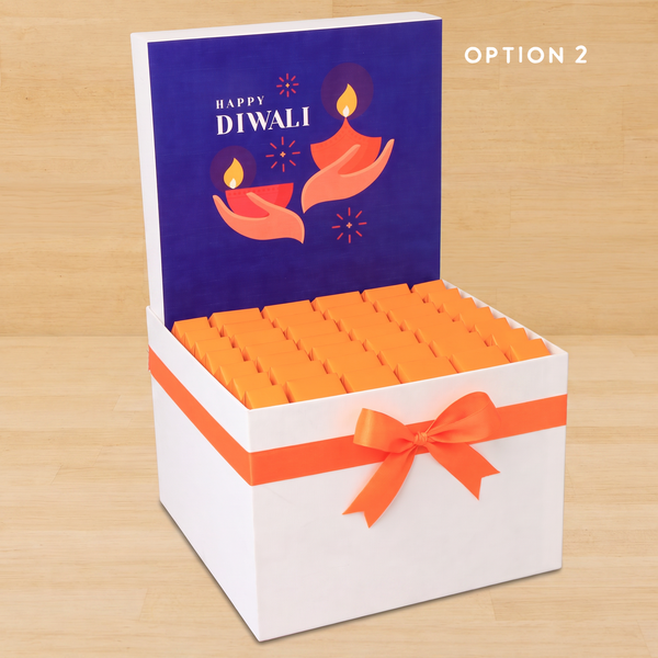 Happy diwali holding hands blue designed premium chocolate large hamper