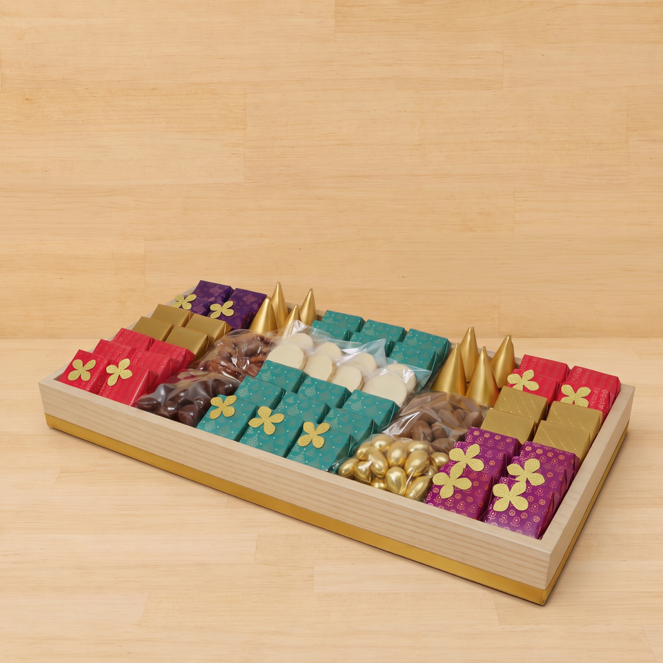 Diwali designed premium chocolates & sweets medium leather tray