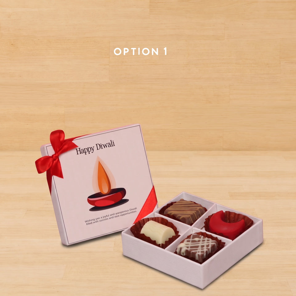 Set of 15 Happy diwali candle red designed premium chocolate 4P hard box