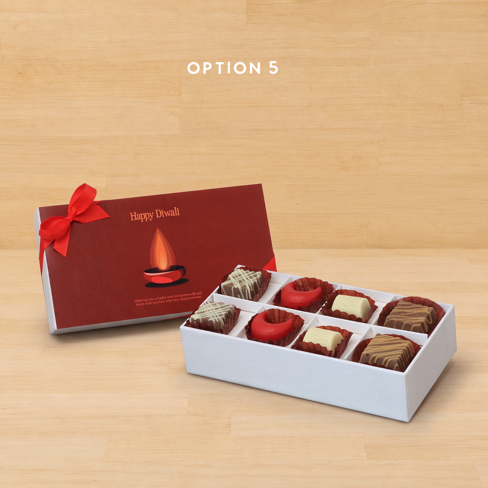 Set of 6 Happy diwali candle designed premium chocolate 8P hard box