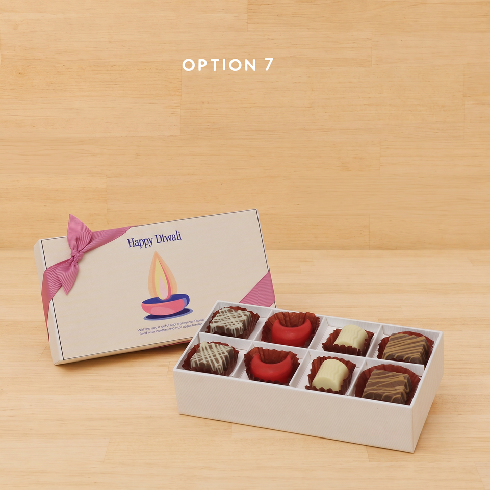 Set of 6 Happy diwali candle designed premium chocolate 8P hard box