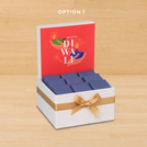 Happy diwali holding hand blue designed premium chocolate small hamper