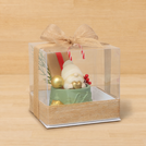 Elegant Christmas Santa Candle Gift Set in Clear Box with Gold Ribbon Bow