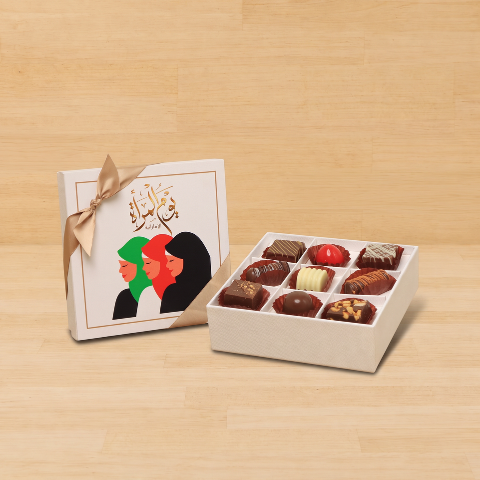 Emirati woman designed premium chocolate 9 piece hard box