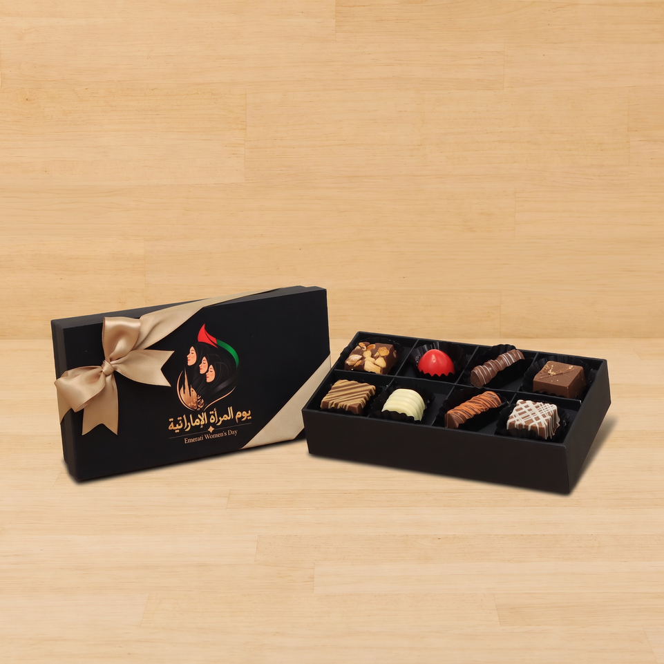 Set of 6 Emirati woman day designed premium chocolate 8 piece hard box
