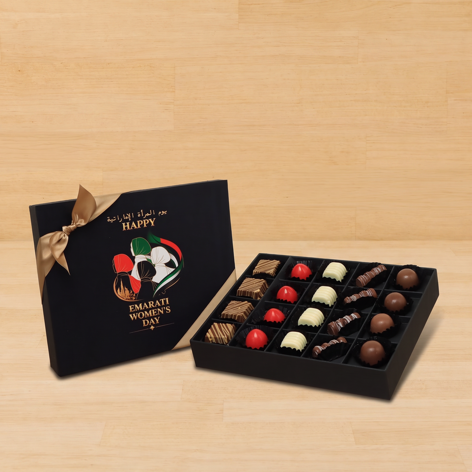 Happy Emirati women's day designed premium chocolate 20 piece hard box