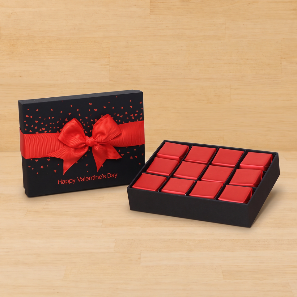 Happy Valentine's Day tiny hearts designed 12P premium chocolate gift box