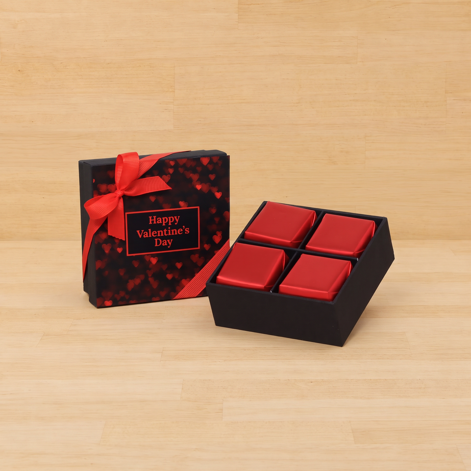 Happy Valentine's Day heart designed 4P premium chocolate gift box