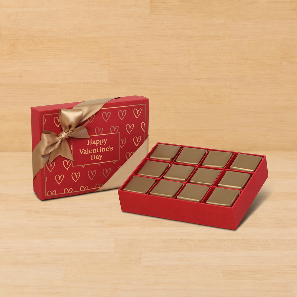 Happy Valentine's Day outline heart designed 12P premium chocolate gift box