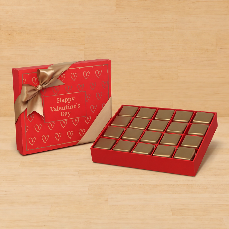 Happy Valentine's Day outline heart designed 20P premium chocolate gift box