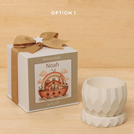 Baby boy gypsonite decorative candle holder with crochet boots in hard box giveaway