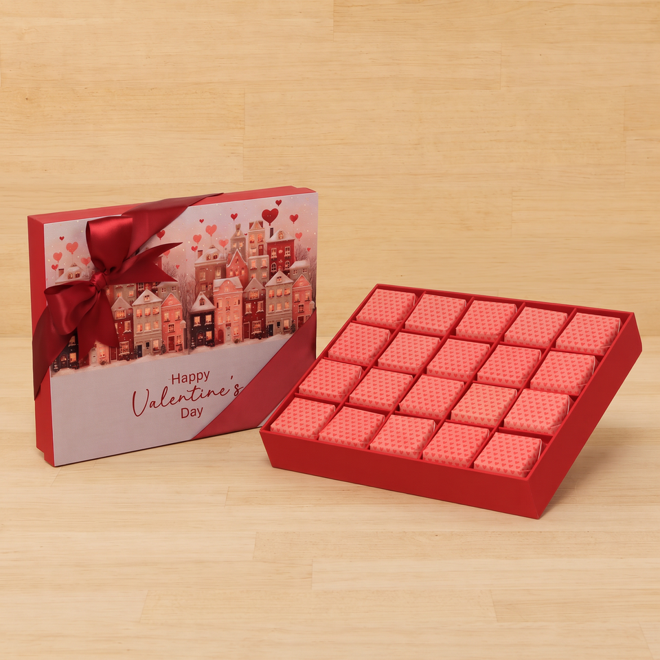 Cupid's village Happy Valentine's Day designed 20P premium chocolate gift box