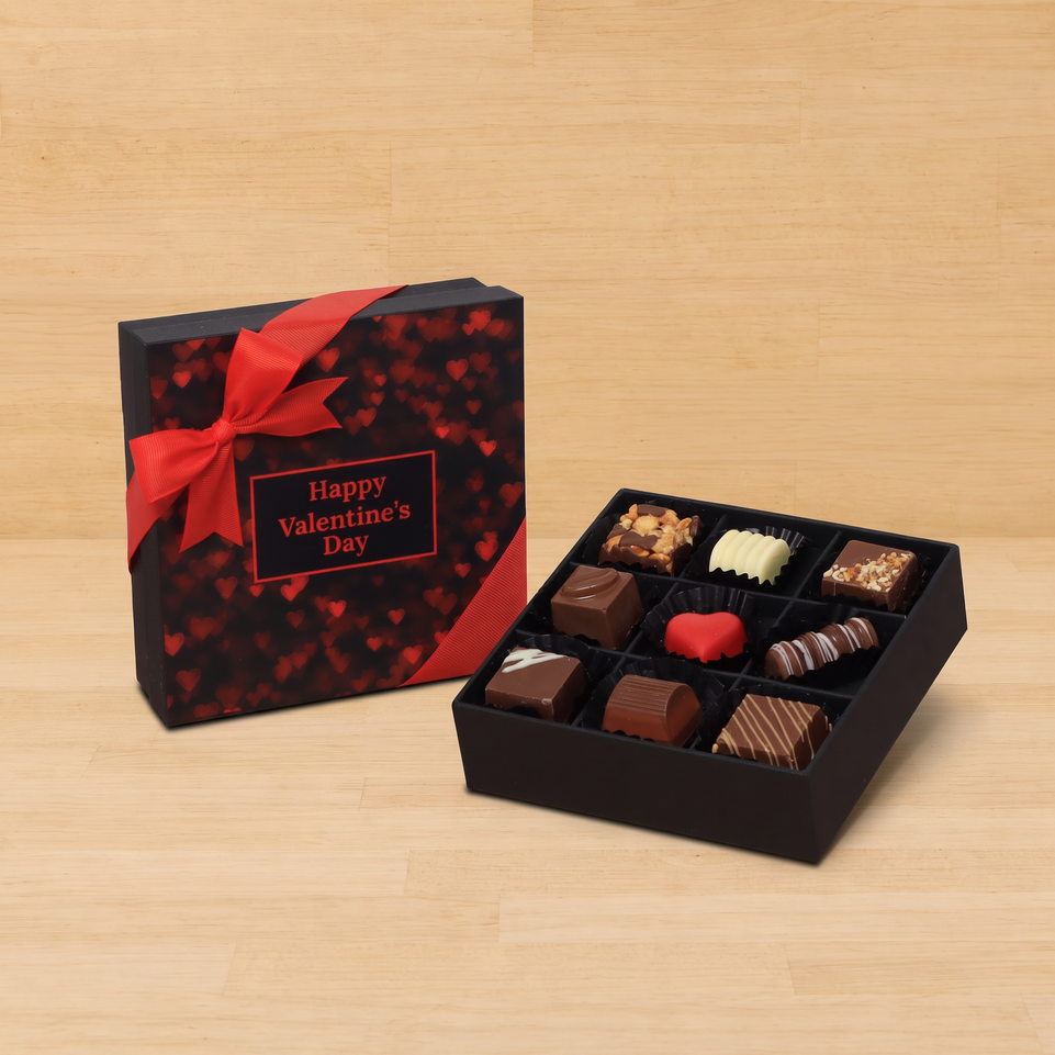 Happy Valentine's Day heart designed 9P premium chocolate gift box