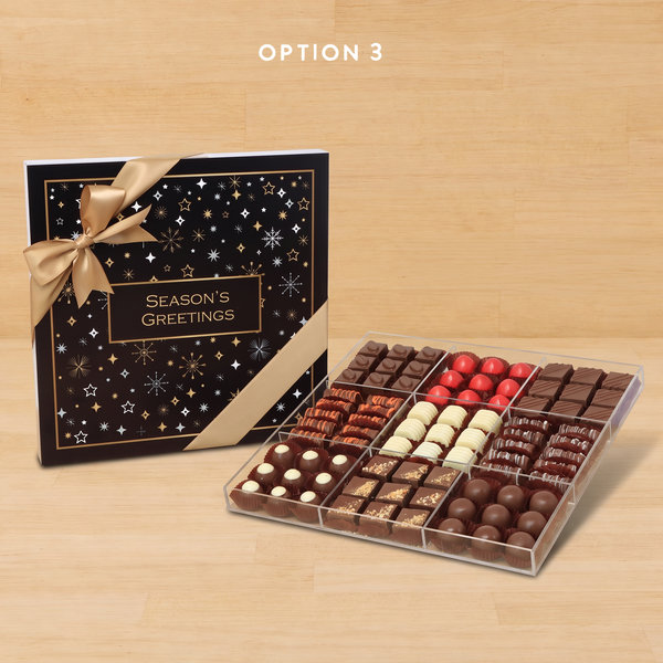 Season's greetings design premium chocolate gift acrylic box
