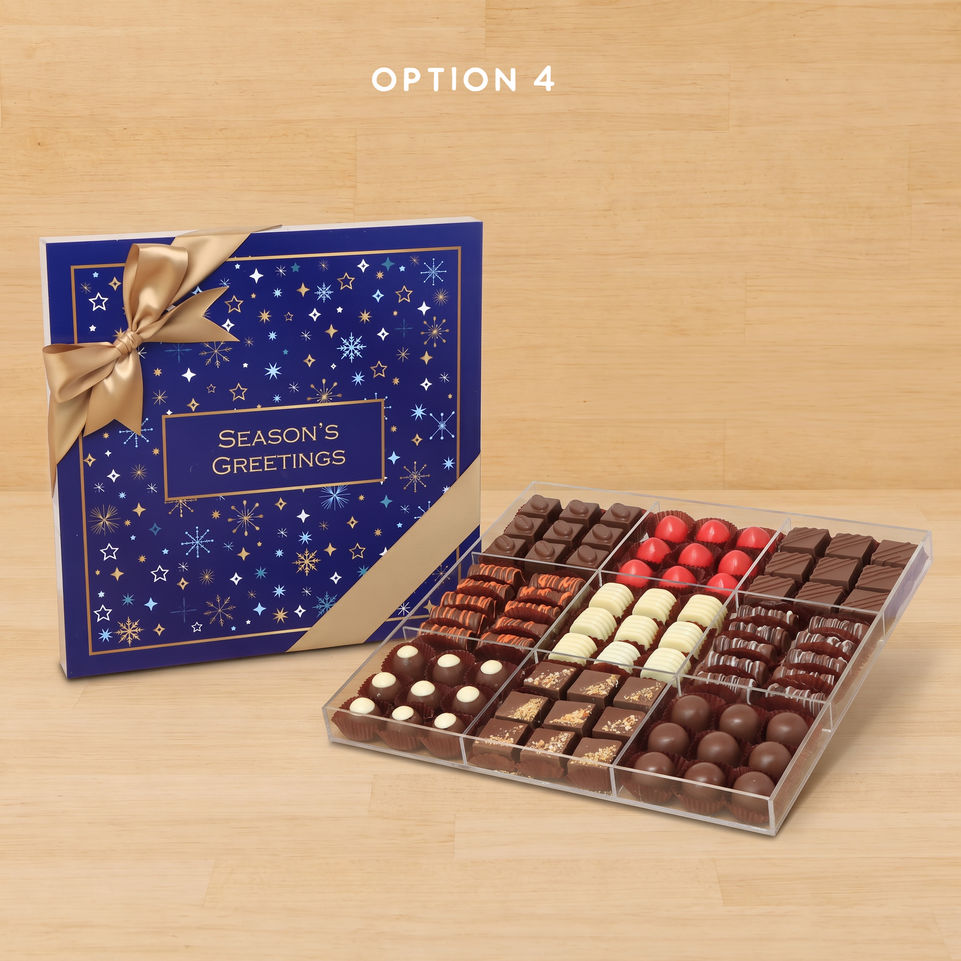 Season's greetings design premium chocolate gift acrylic box