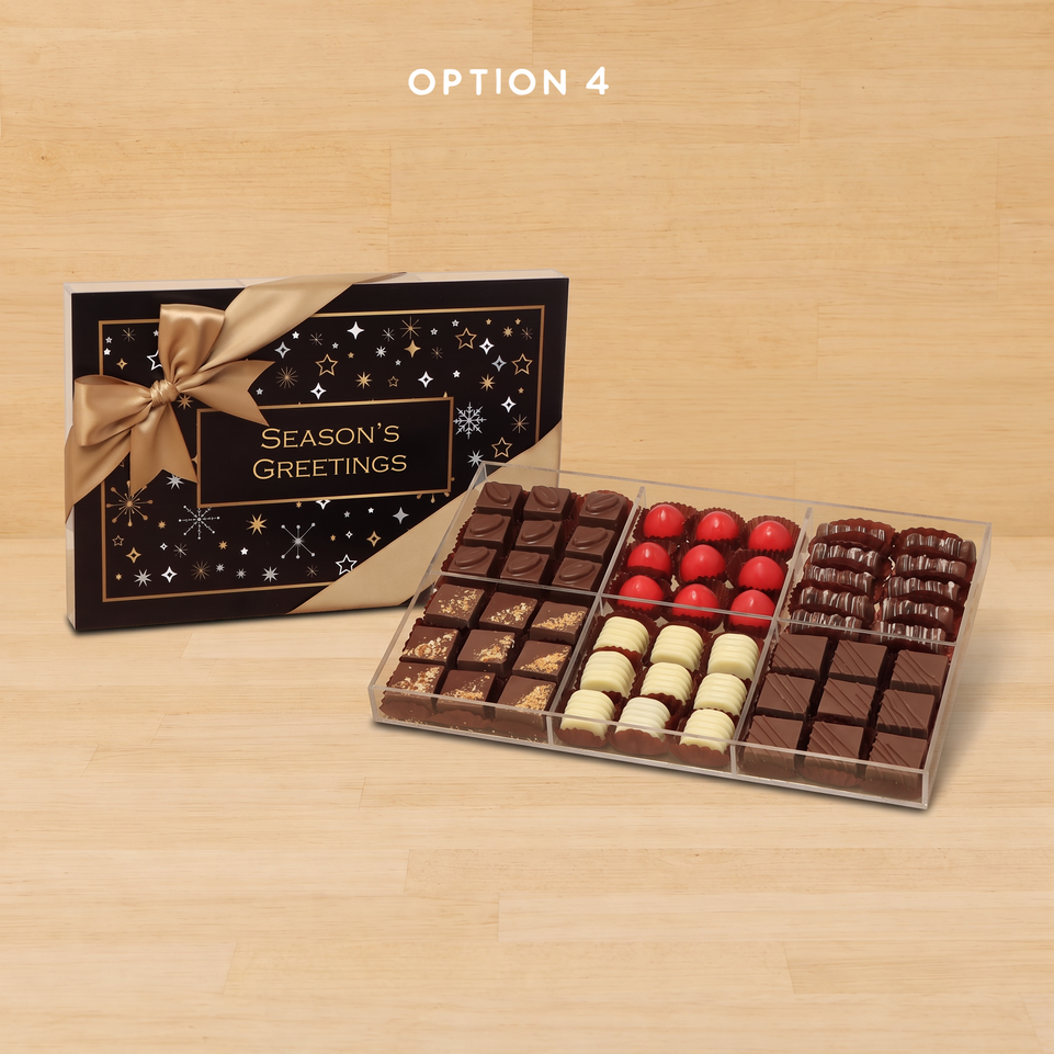 Season's greetings design premium chocolate gift acrylic box
