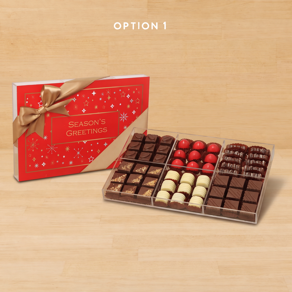 Season's greetings design premium chocolate gift acrylic box