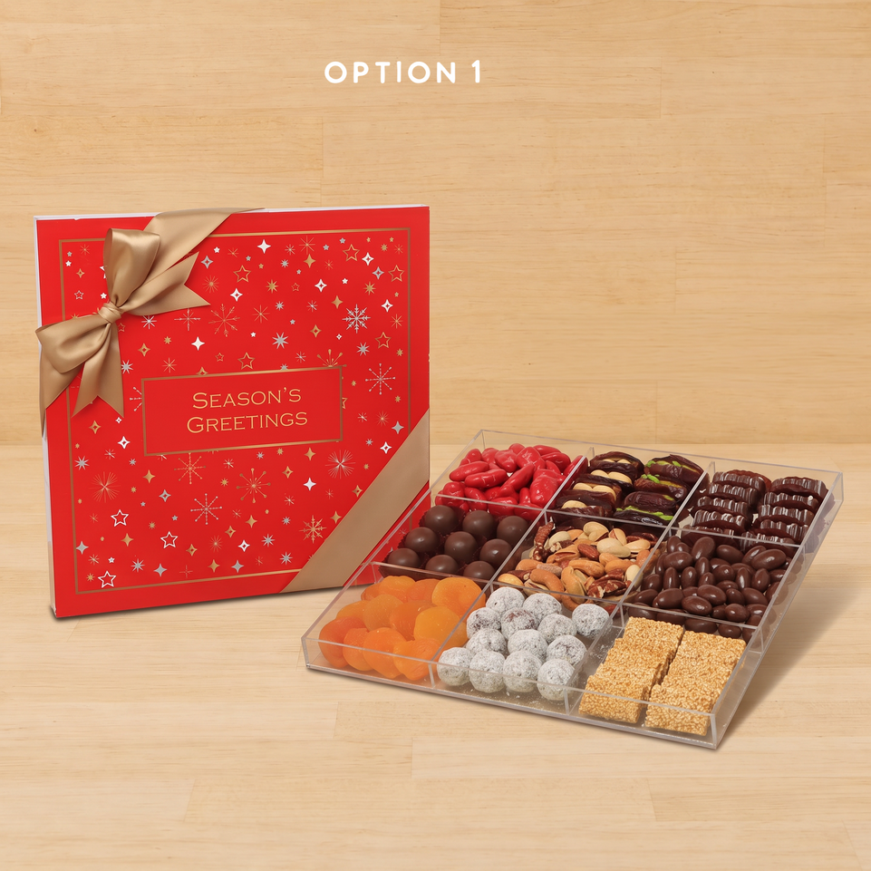 Season's greetings design premium chocolate and sweets gift acrylic box