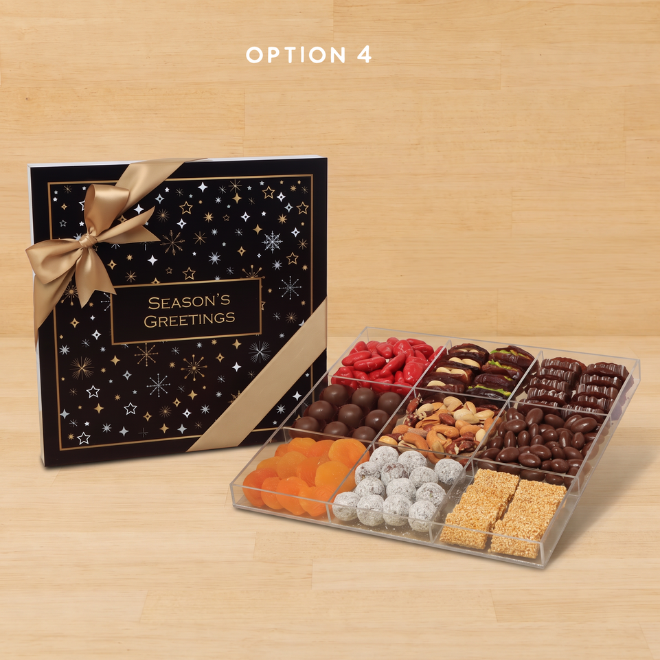 Season's greetings design premium chocolate and sweets gift acrylic box
