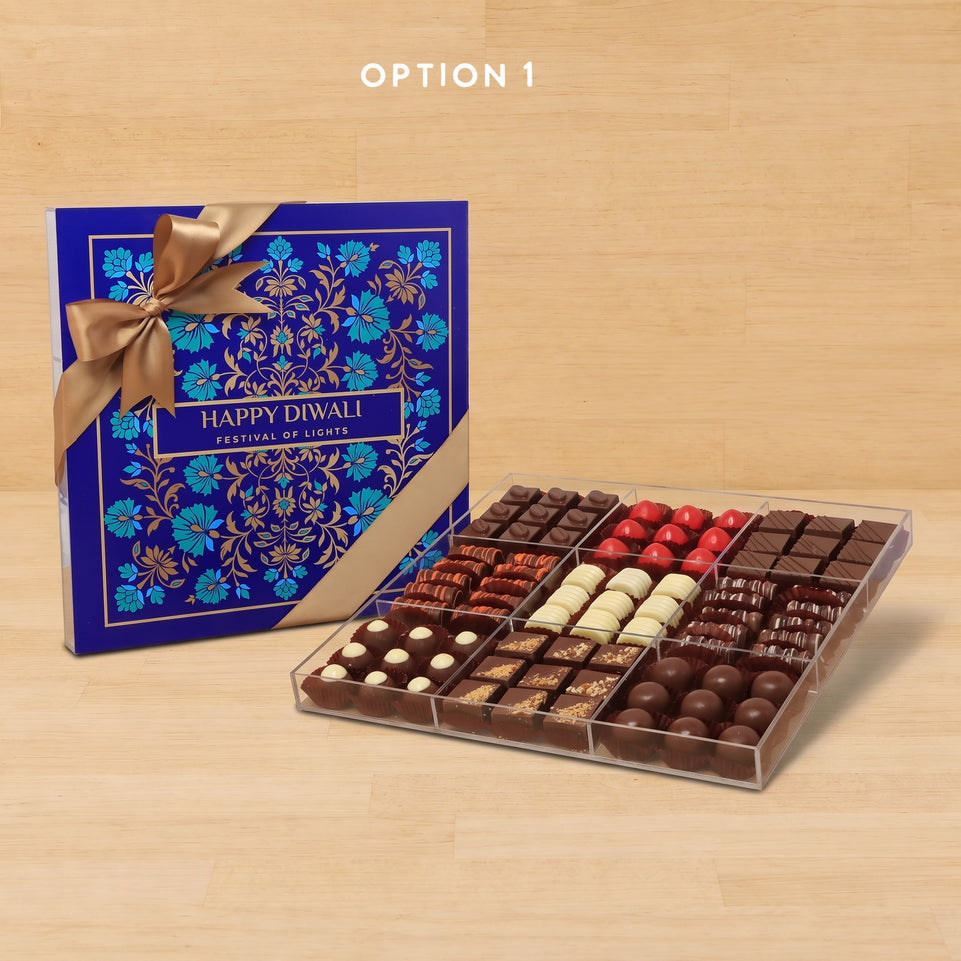 Happy Diwali festival of lights festive design premium chocolate gift acrylic box