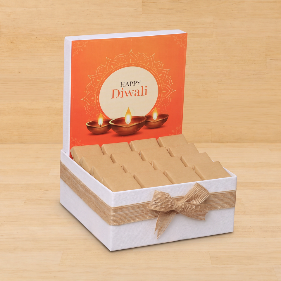 Happy Diwali golden candle designed premium chocolate medium hamper